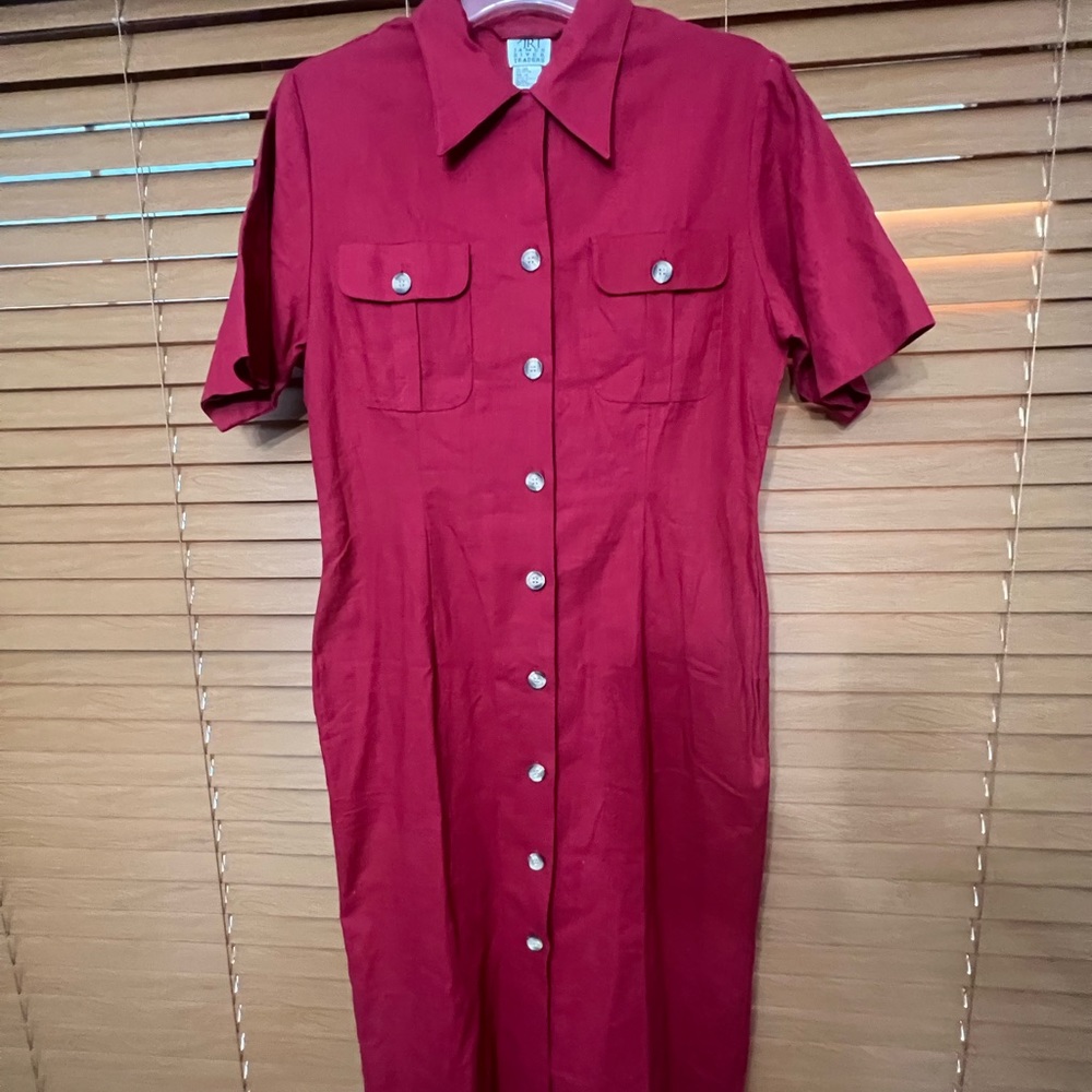 James River Trader Maxi Button Down Dress Red Siz… - image 1